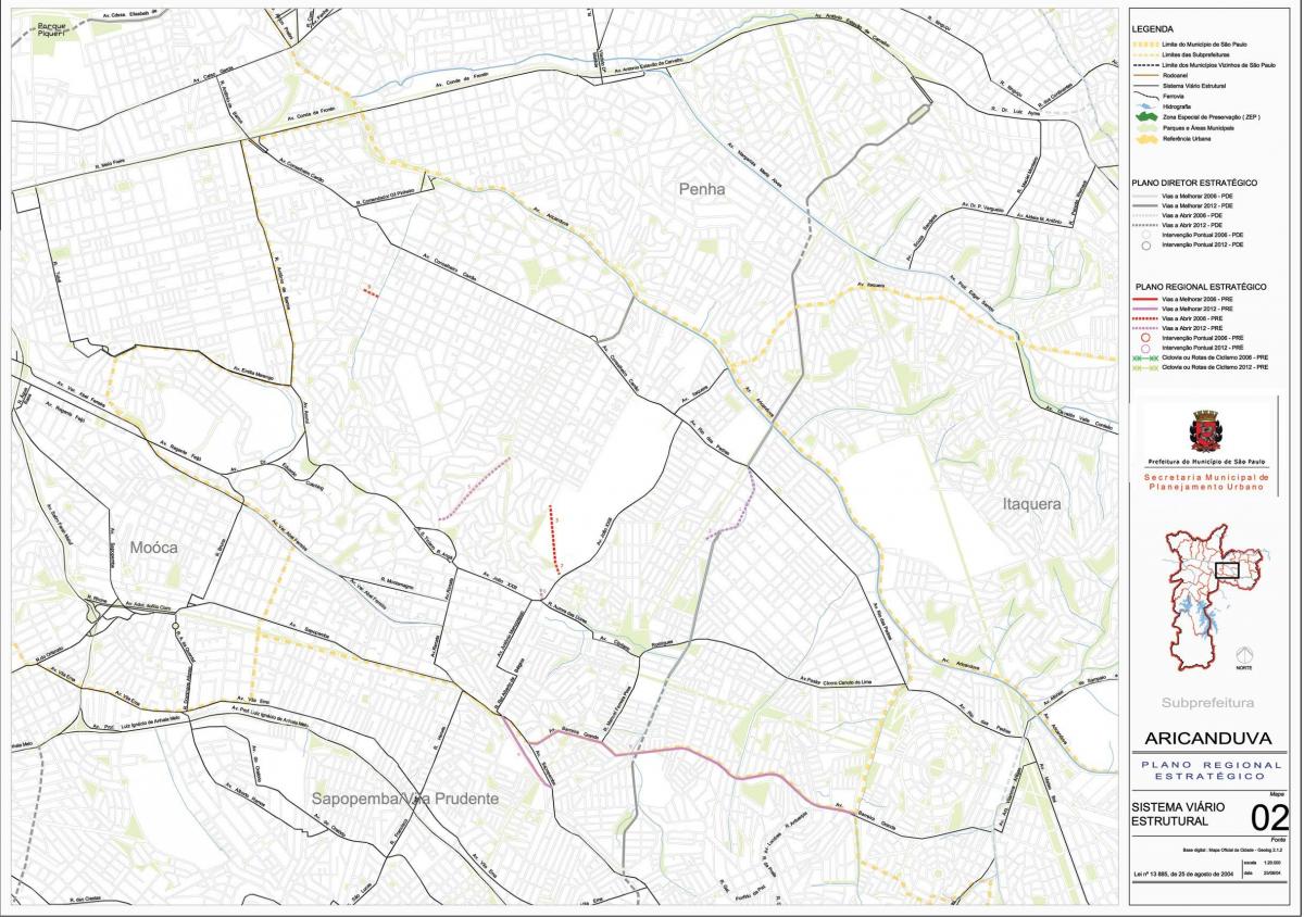 Harta e Aricanduva-Vila të Mësueses São Paulo - Rrugët