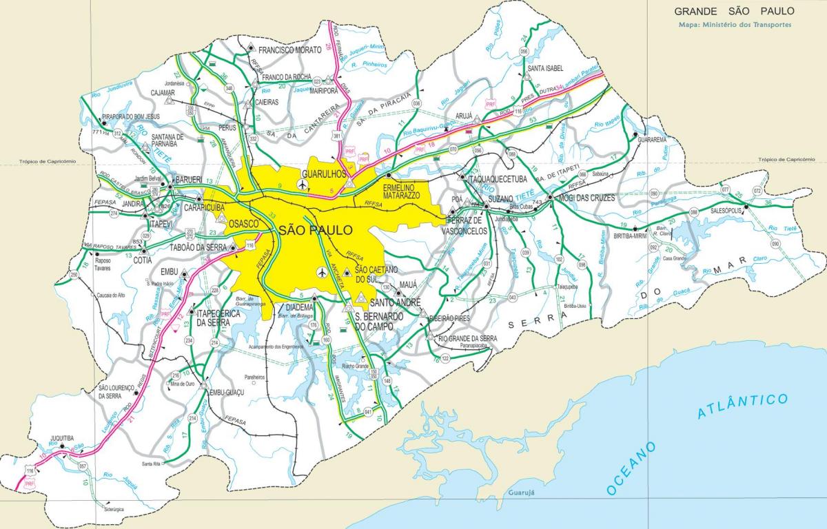 Harta e autostrada periferi të São Paulo
