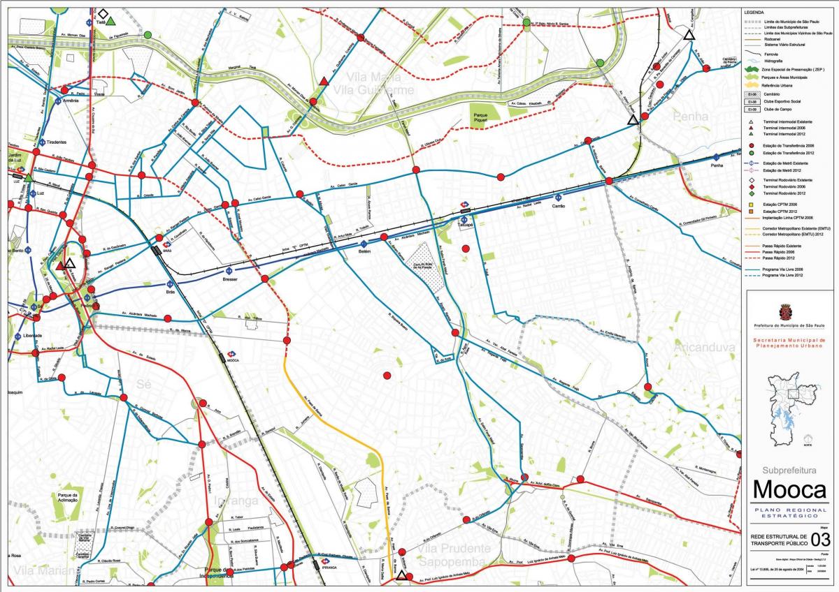 Harta e Mooca São Paulo - Publike, transportit
