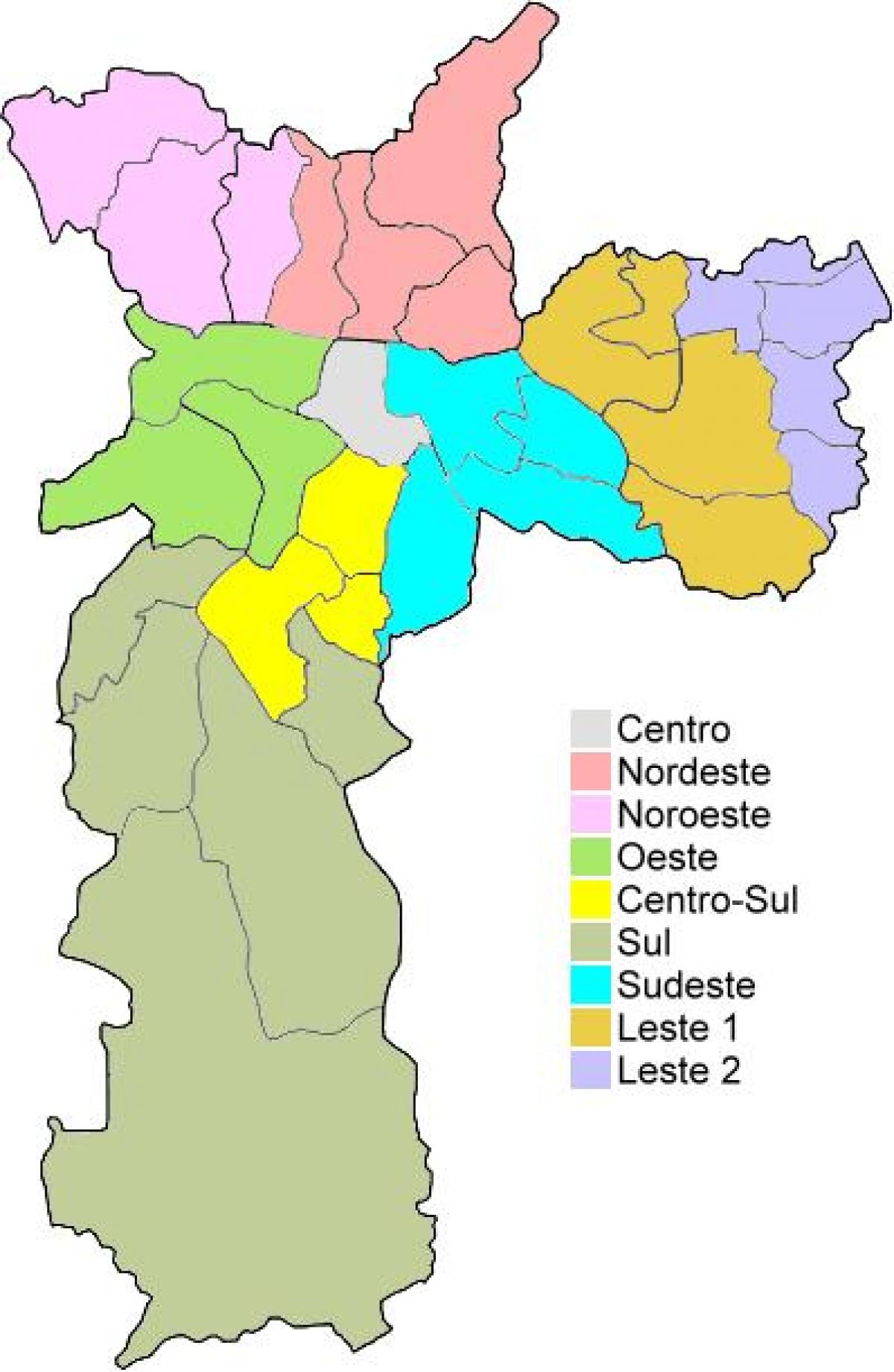 Harta e rajone administrative në Sao Paulo