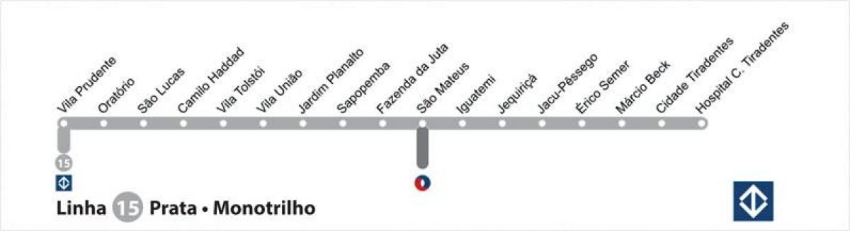 Harta e São Paulo hekurudhë me një shinë - Line 15 - Argjend