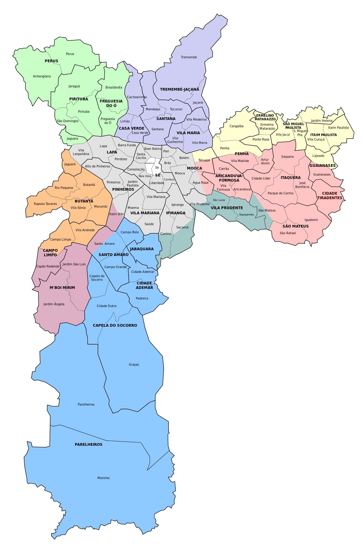 Harta administrative e zonës të São Paulo
