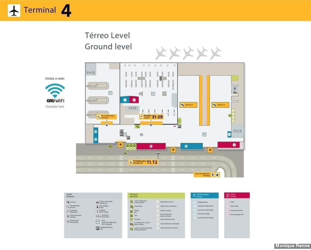Harta e aeroportit ndërkombëtar të São Paulo-Guarulhos - Terminal 4