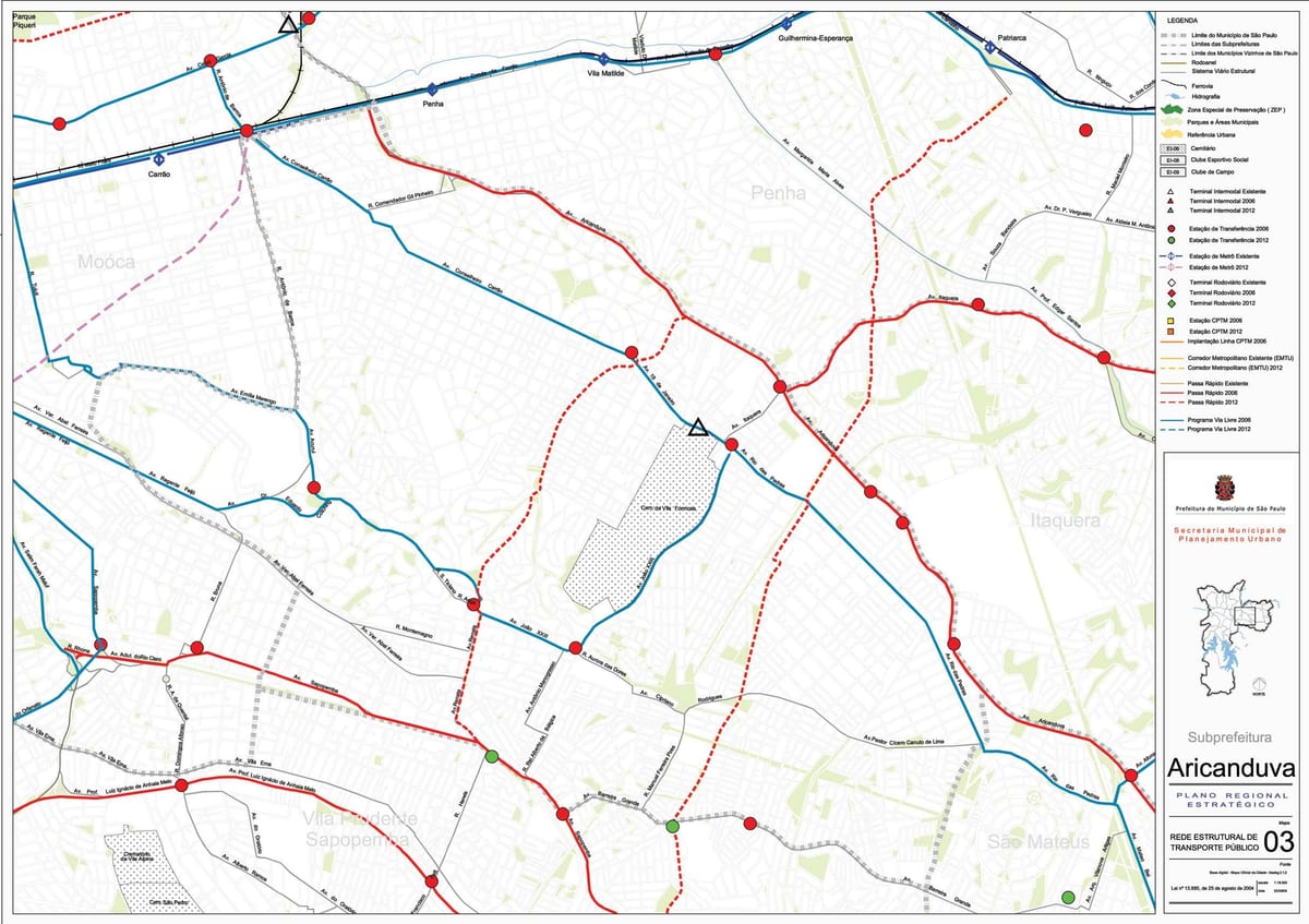 Harta e Aricanduva-Vila të Mësueses São Paulo - Publike, transportit