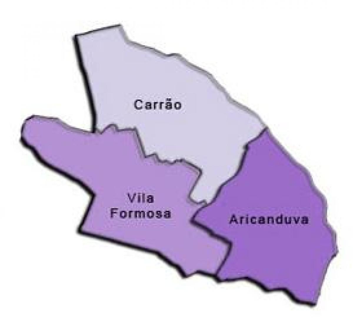 Harta e Aricanduva-Vila të Mësueses nën-prefekturës