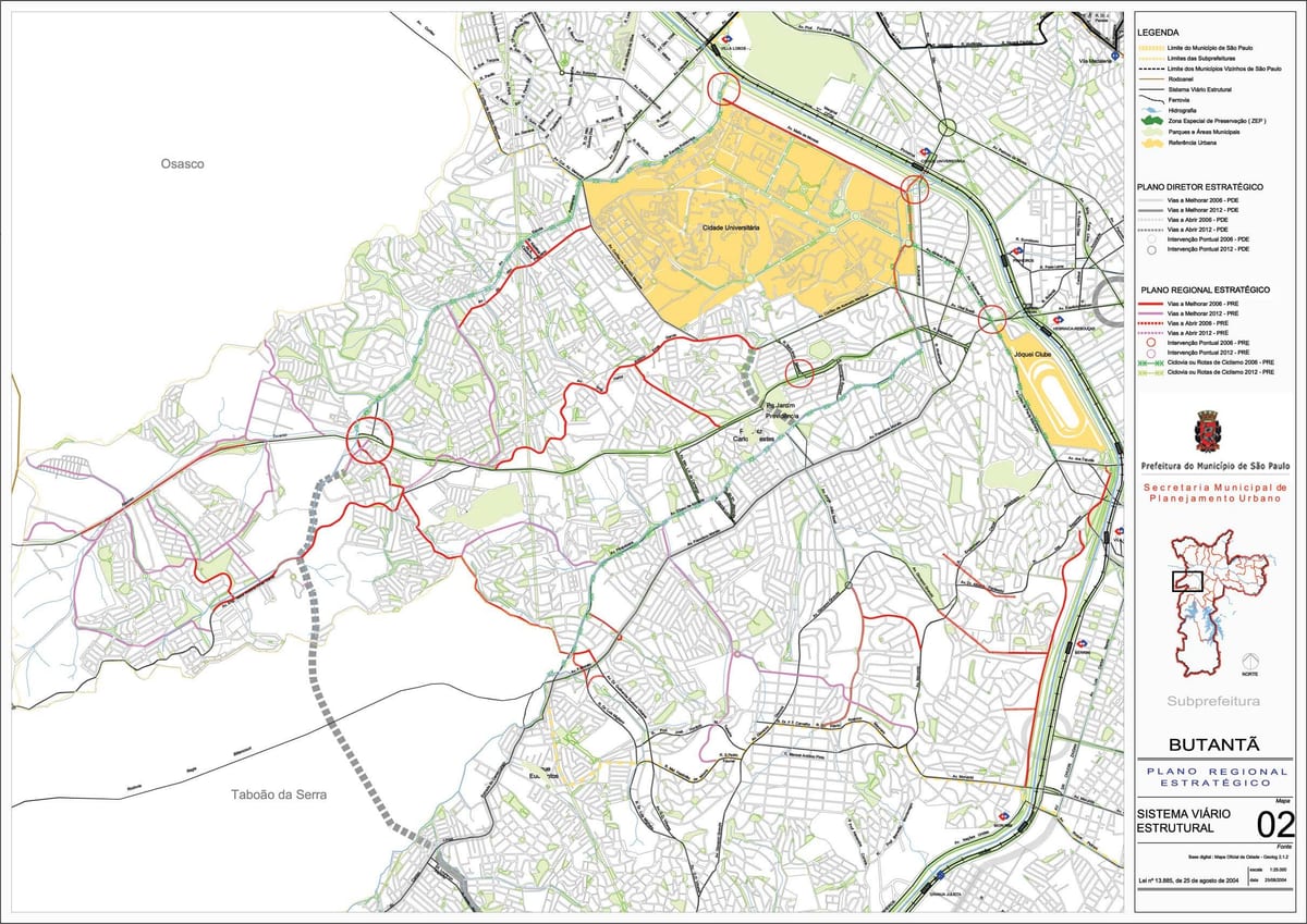 Harta e Butantã São Paulo - Rrugët