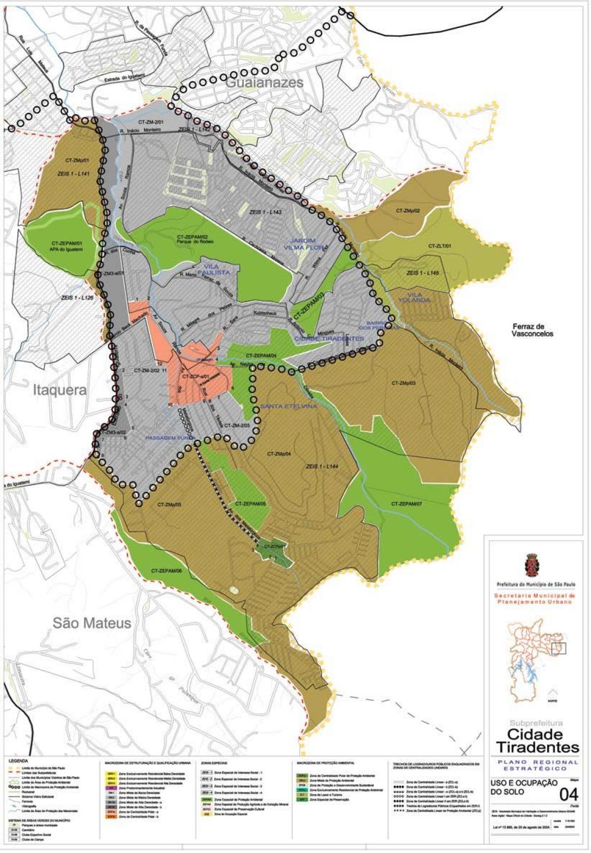 Harta e Cidade Tiradentes São Paulo - Pushtimi i tokës