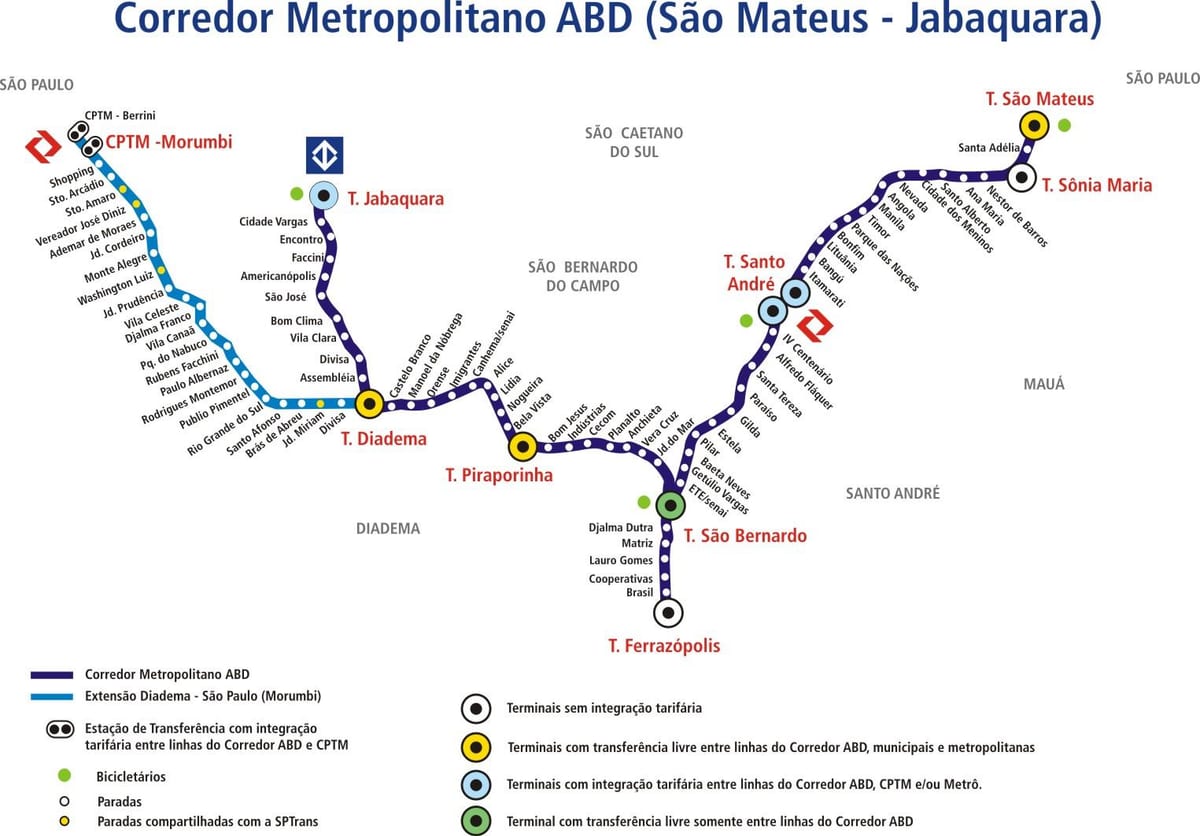 Harta e corredor metropolitano ABD