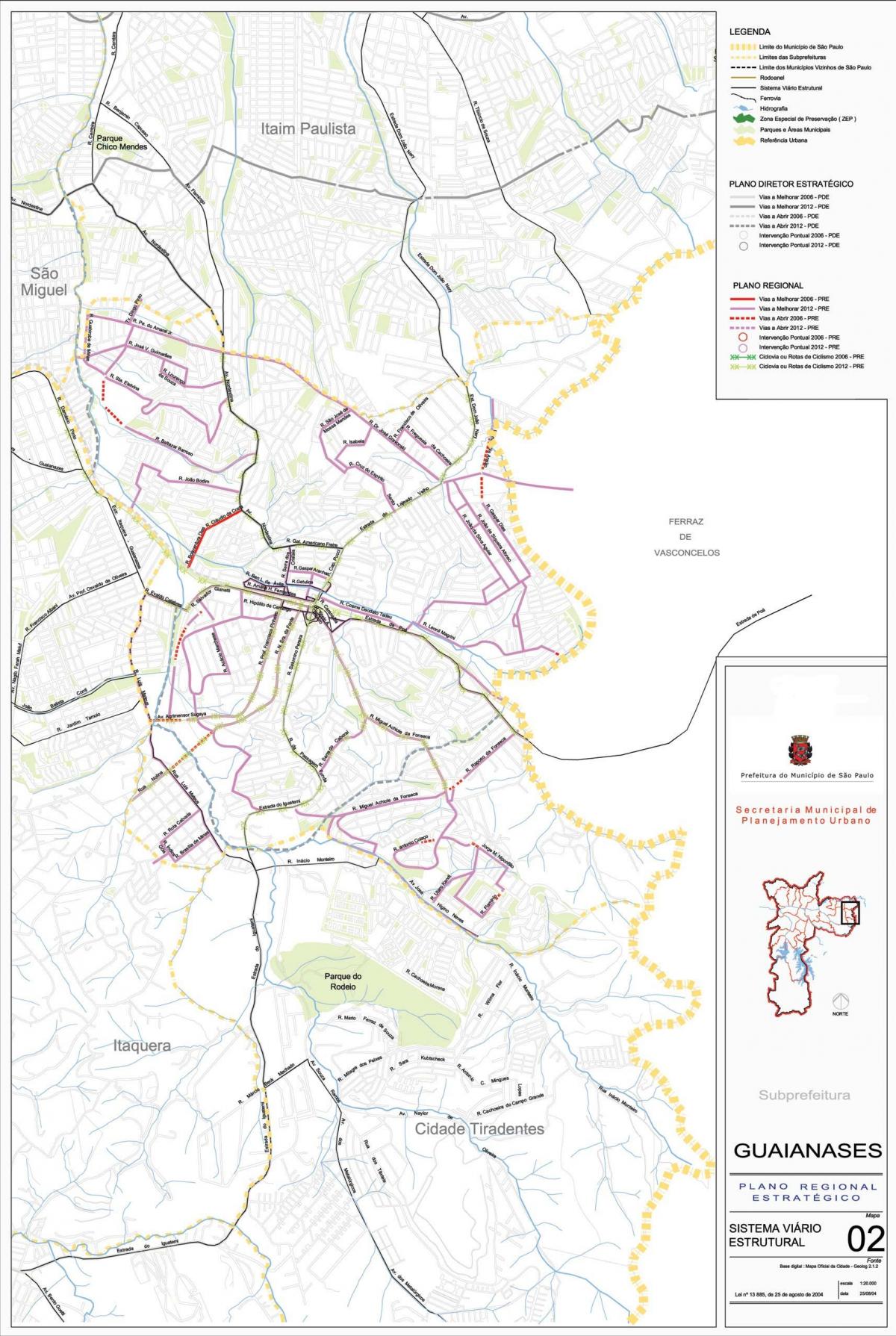 Harta e Guaianases São Paulo - Rrugët