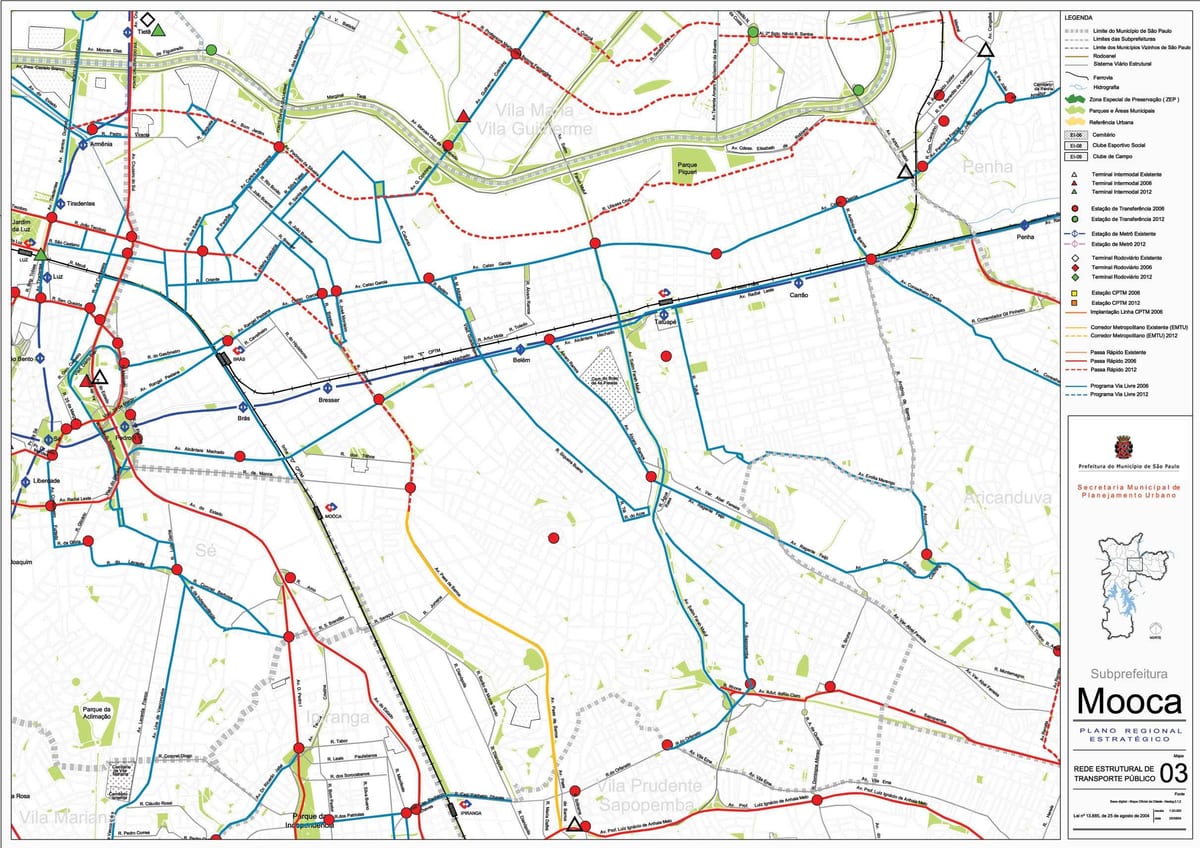 Harta e Mooca São Paulo - Publike, transportit