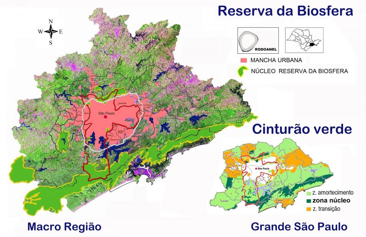 Harta e rezervë e biosferës së gjelbër rrip të São Paulo