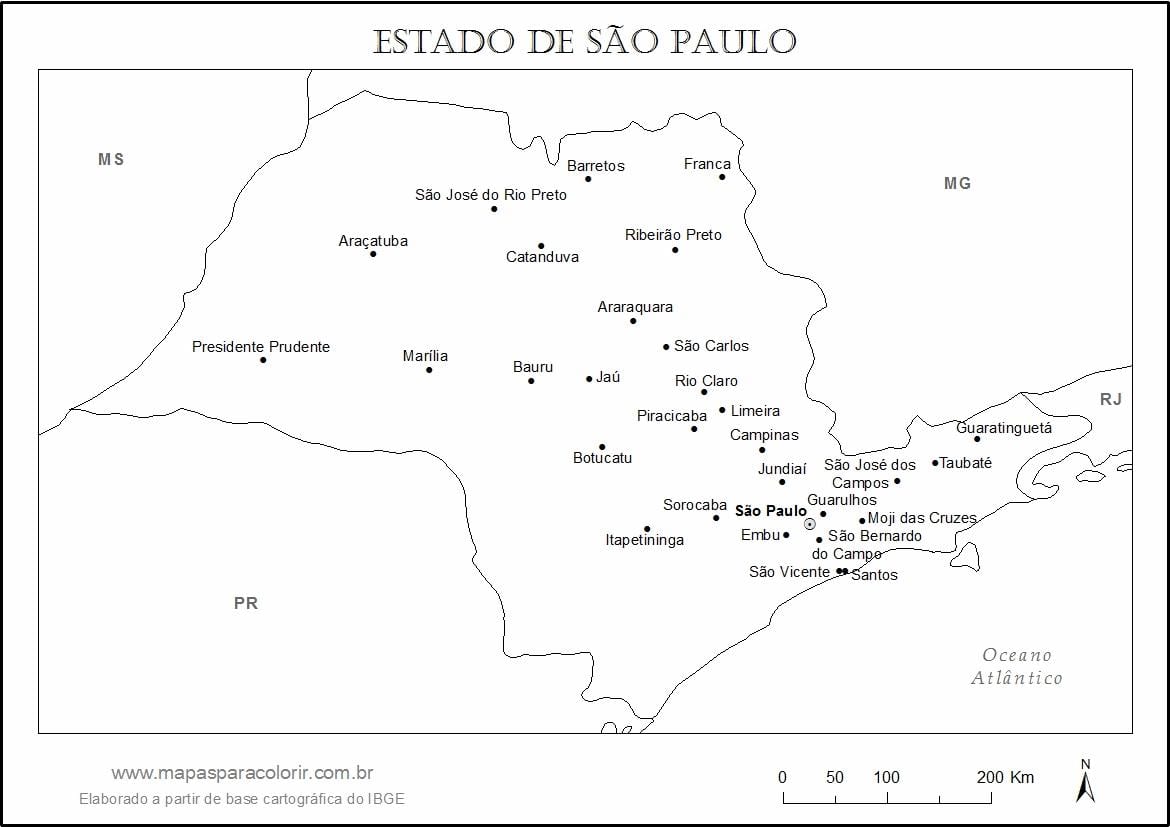 Harta e São Paulo virgjëresha - qytetet kryesore
