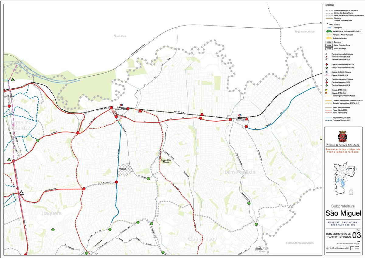 Harta e San Miguel Paulista São Paulo - Publike, transportit