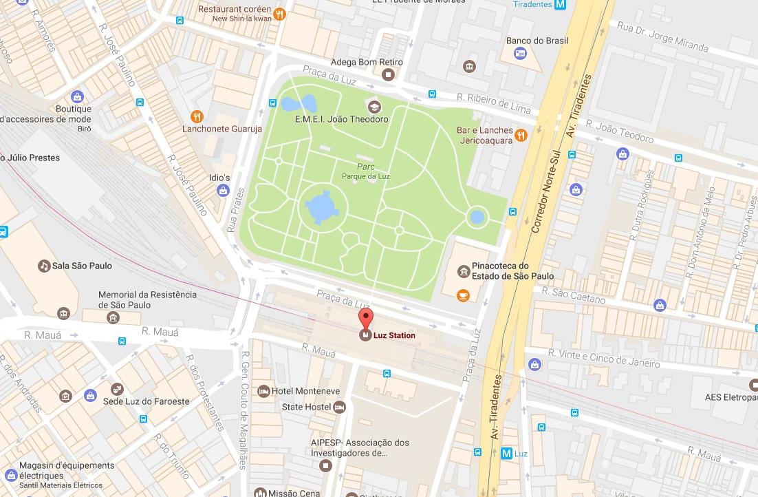 Harta e stacionit të trenit i la Luz São Paulo