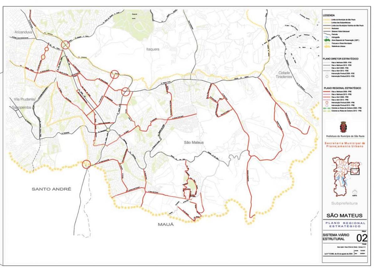 Harta e São Mateus São Paulo - Rrugët