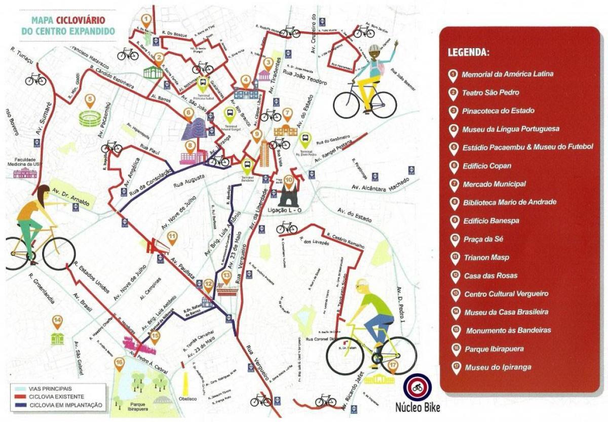 Harta e São Paulo biçikletë rrugën