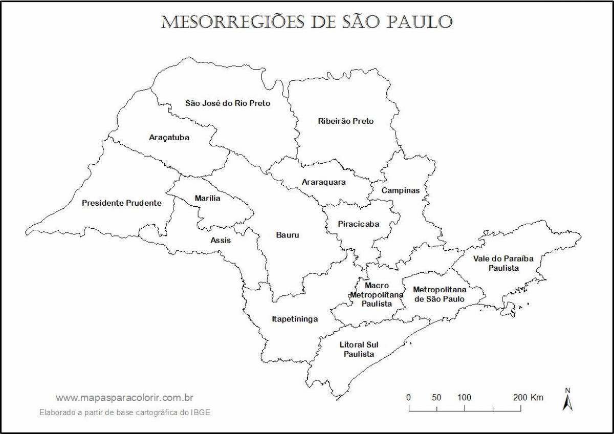 Harta e São Paulo virgjëresha - emrat e rajoneve