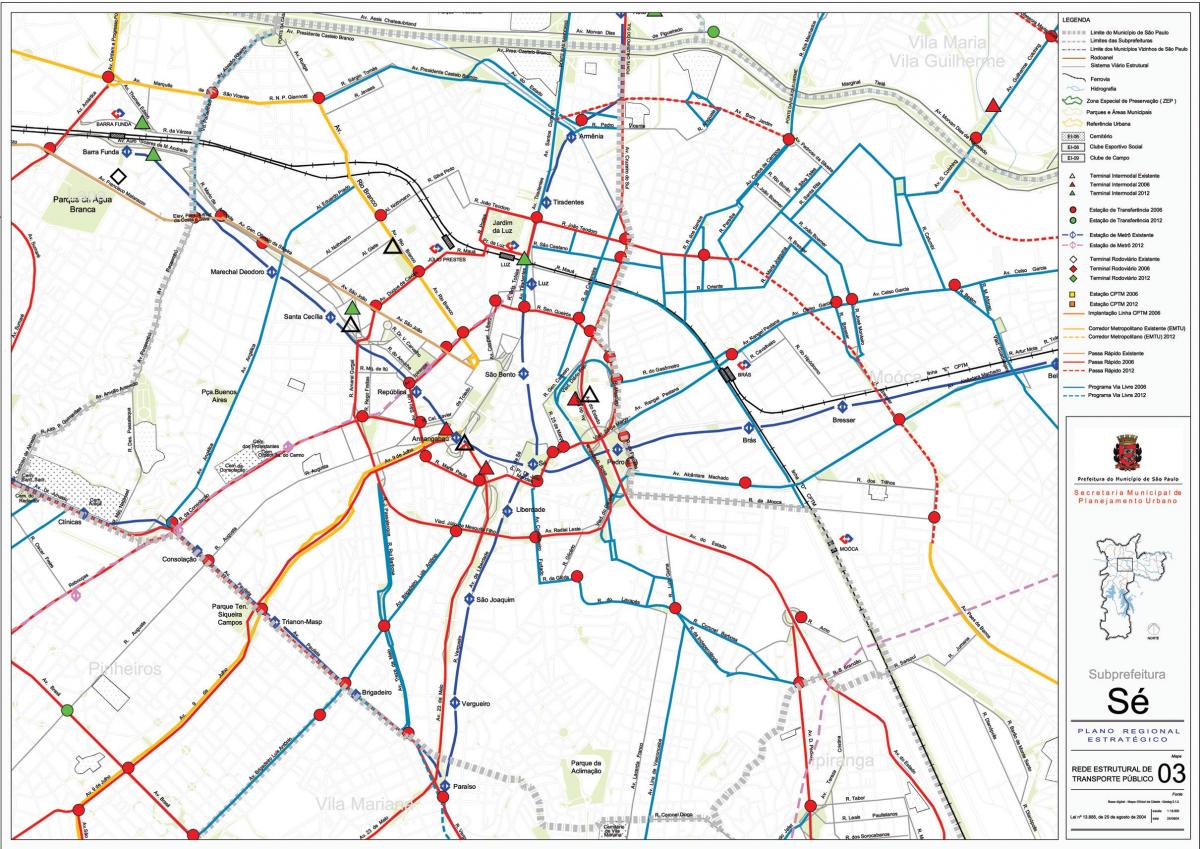 Harta e Sé São Paulo - Publike, transportit