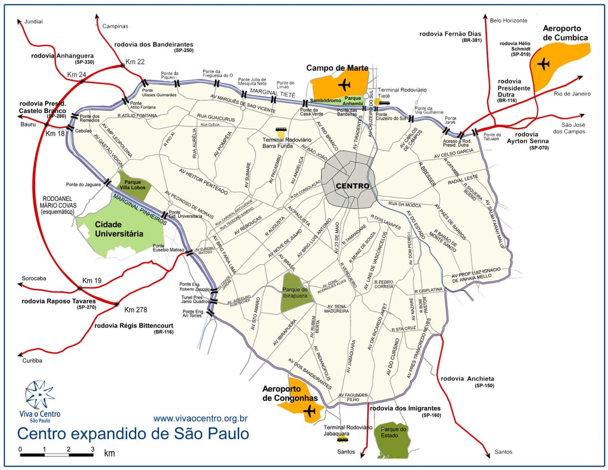 Harta e madhe e qendrës São Paulo