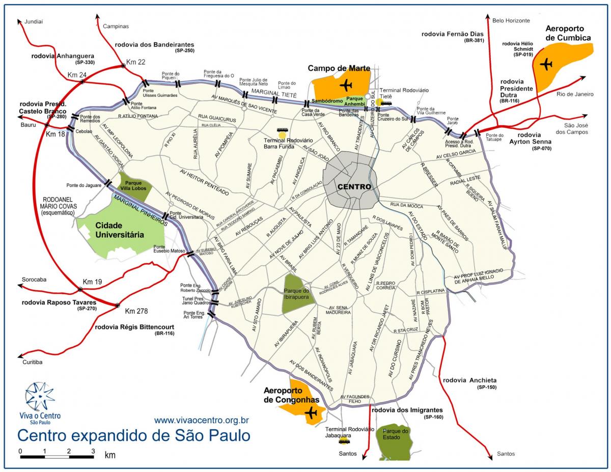 Harta e madhe e qendrës São Paulo