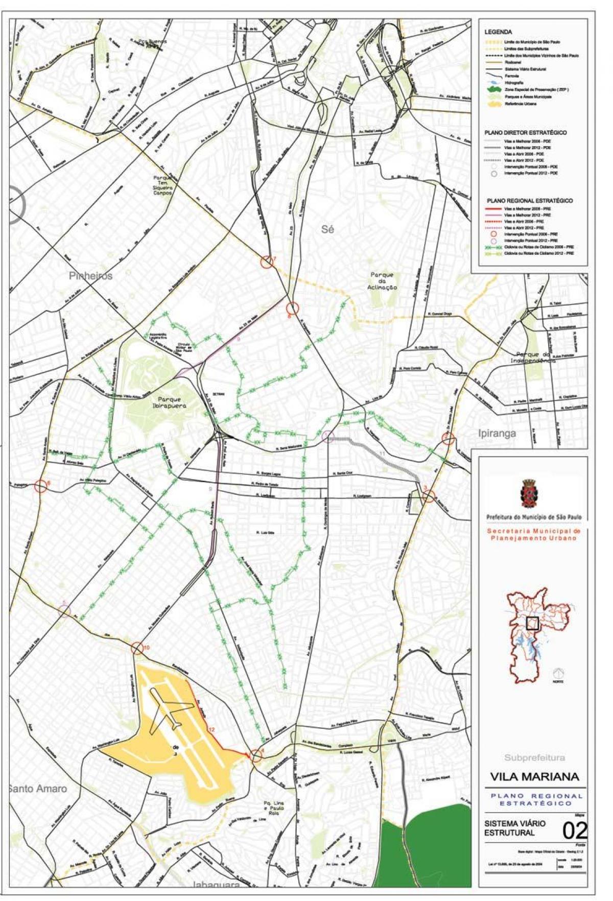 Harta e Vila Mariana São Paulo - Rrugët