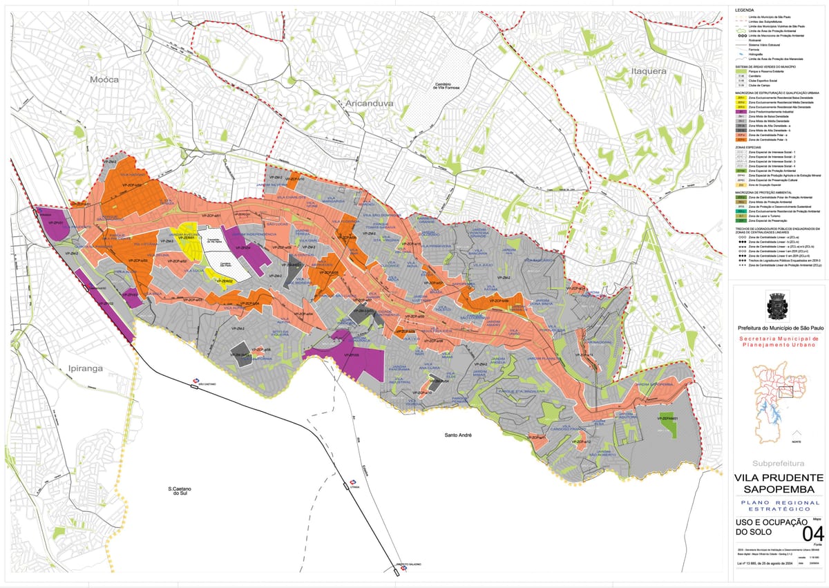 Harta e Vila Prudente São Paulo - Pushtimi i tokës