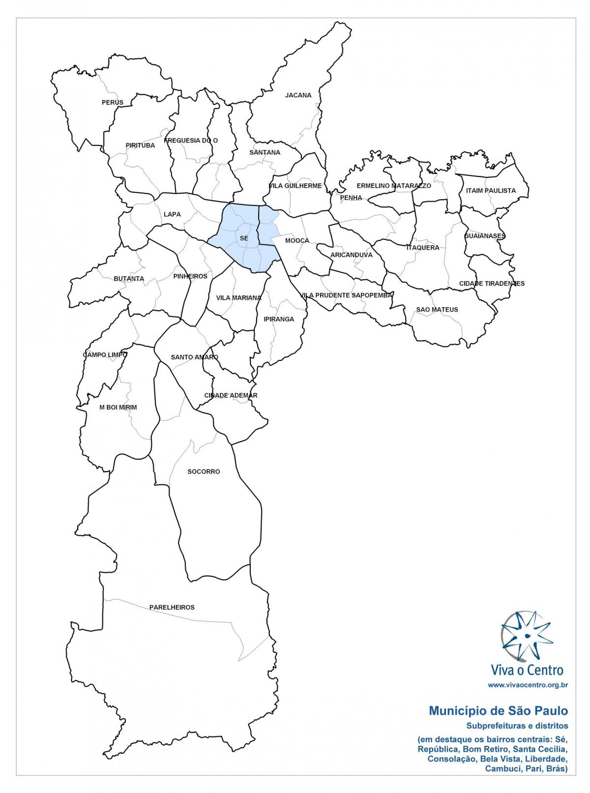 Harta e zona Qendrore São Paulo