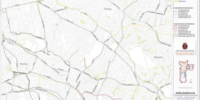 Harta e Aricanduva-Vila të Mësueses São Paulo - Rrugët