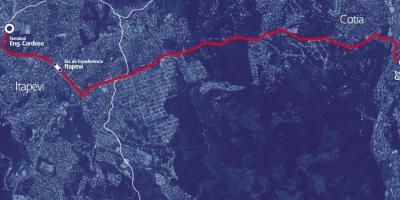 Harta e corredor BRT metropolitano Itapevi-Cotia