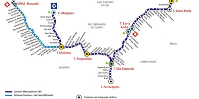 Harta e corredor metropolitano ABD