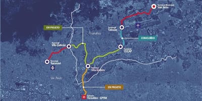 Harta e corredor Metropolitano Guarulhos - Tucuruvi