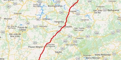 Harta e Fernão Dias autostradë - BR 381