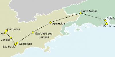 Harta e lartë-shpejtësi të trenit São Paulo