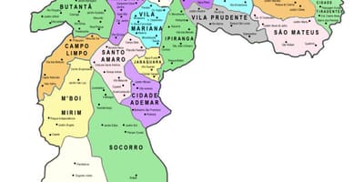 Harta e nën-prefektura São Paulo