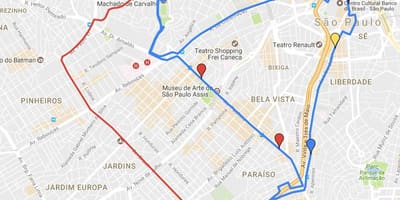 Harta e rrethore turismo São Paulo - Linjat