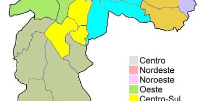 Harta e rajone administrative në Sao Paulo