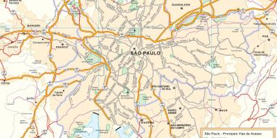 Harta e rrugëve për qasje në São Paulo