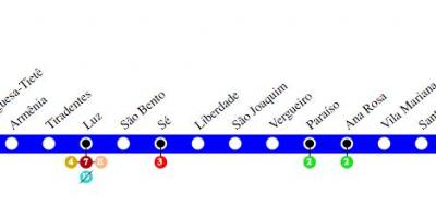 Harta e São Paulo metro Line 1 - Blu