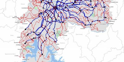 Harta e terminaleve të autobusëve të Shtetit të São Paulo