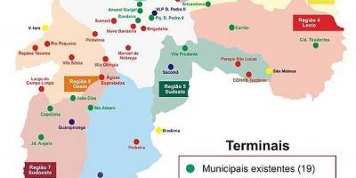 Harta e terminaleve të autobusëve të São Paulo
